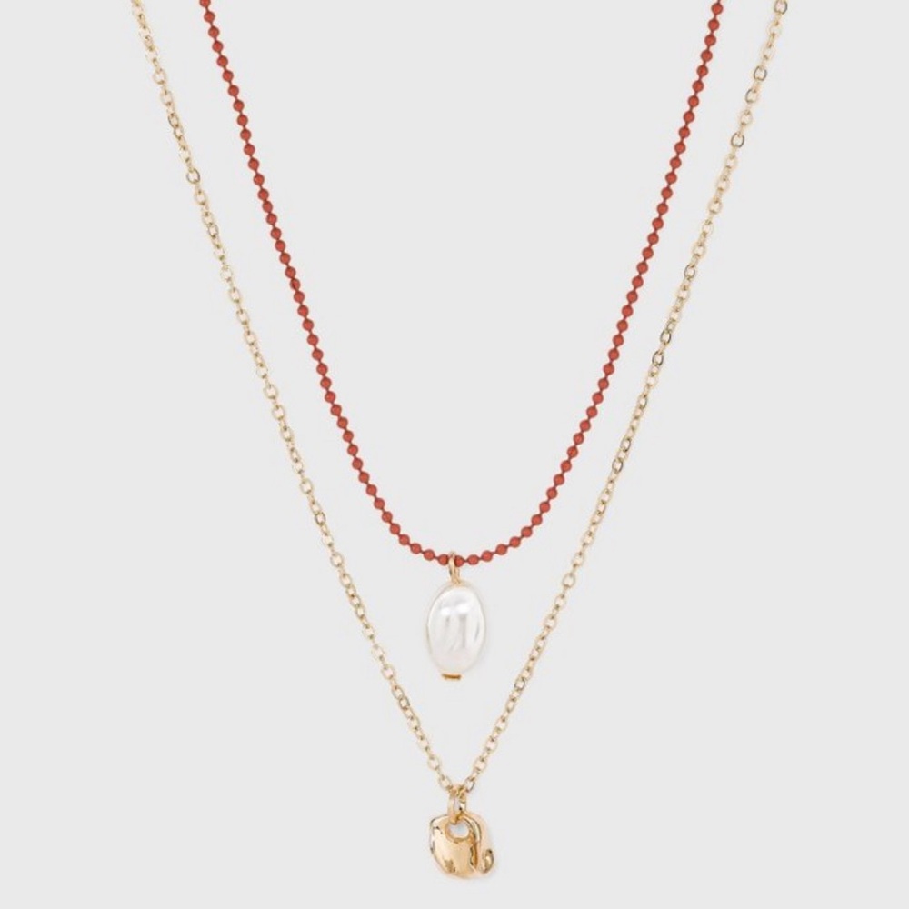 Pearl Multi-Strand Necklace - A New Day Orange